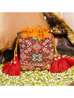 House of Turquoise - Amara Silk Potli Brown