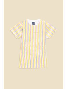 Allen Solly - Boys White Cotton Blend Crew Neck T-Shirt