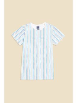 Allen Solly - Boys White Cotton Blend Crew Neck T-Shirt