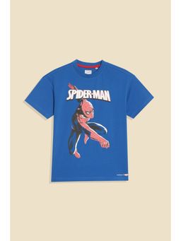 Allen Solly - Boys Blue Cotton Blend Crew Neck T-Shirt