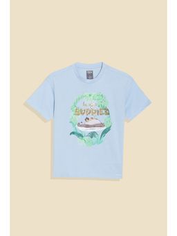 Allen Solly - Boys Blue Cotton Crew Neck T-Shirt