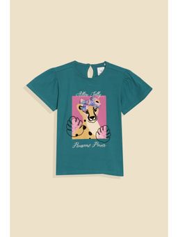 Allen Solly - Girls Green Cotton Round Neck T-Shirt