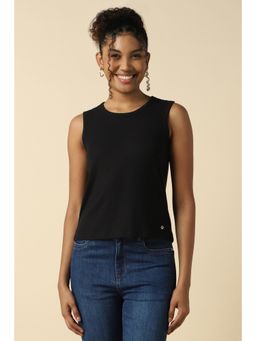 Allen Solly - Women Black Polyester Blend Round Neck T-Shirt