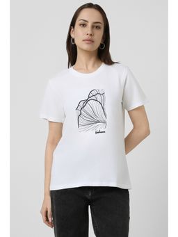 Van Heusen - Women White Cotton Round Neck T-Shirt