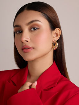 Pipa Bella by Nykaa Fashion - Gold Patterned Hoop Earrings