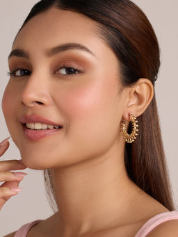 Pipa Bella by Nykaa Fashion - Gold Beaded Sun Hoop Earrings