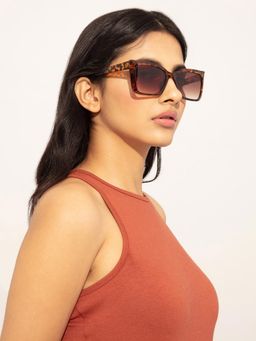 Twenty Dresses by Nykaa Fashion - Brown Animal Print Rectangular Sunglasses