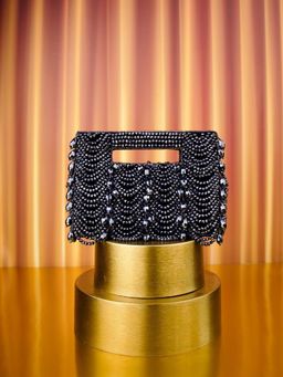 House Of Kosha - Amyra Navy Blue Suede Handcrafted Clutch