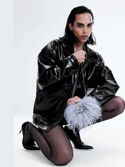 Outhouse - The Scarlet Minivet In Silver Grey Clutch