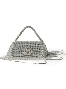 Outhouse - The Midi Crystal Furbie Silver Handbag