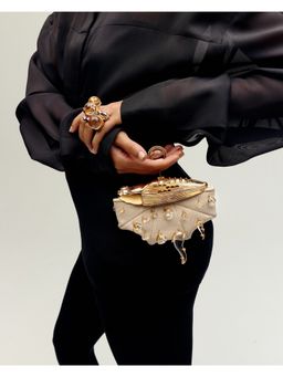 Outhouse - The Koko Couture In Canvas Jute Beige Clutch