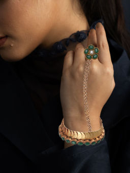 Suhani Pittie - Emerald Tone crystal gold coin Haathphool