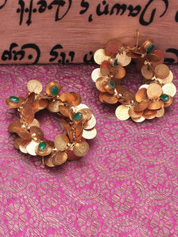 Suhani Pittie - Gold coin cluster hoop Drop earrings