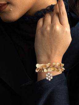 Suhani Pittie - Gold coin cluster cuff with crystal flower charm