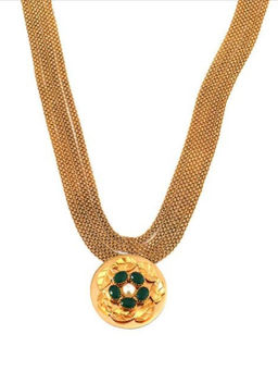 Suhani Pittie - Gold Foliage necklace with green crystal pendant