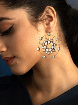 Suhani Pittie - Gold kaleidoscope crystal spiderweb Drop earrings