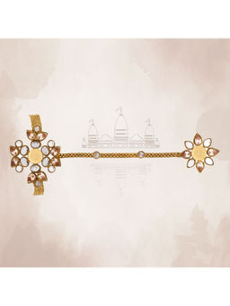 Suhani Pittie - Gold Haathphool with coin and floral design crystals