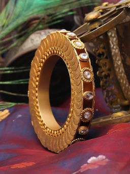 Suhani Pittie - Gold coin bangle hand cuff with floating crystals
