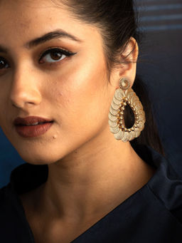 Suhani Pittie - Gold coin motif and surya Drop earrings