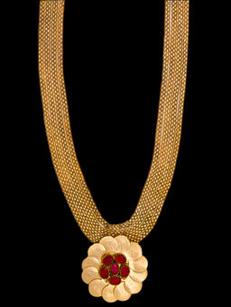 Suhani Pittie - Gold coin necklace with red crystal pendant