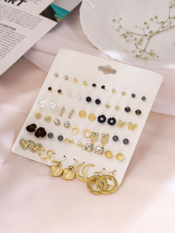 Yellow Chimes - Combo of 35 Pairs Korean Style Earring Set