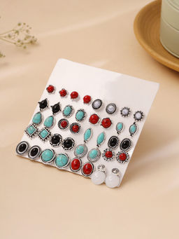 Yellow Chimes - Combo of 20 Pairs Studs Earrings Set