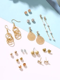 Yellow Chimes - Combo of 12 Pairs Studs Earrings Set