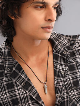 Yellow Chimes - Black Leather Rope Chain Necklace for Men