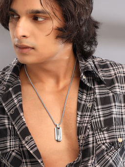 Yellow Chimes - Geometric Shaped Stainless Steel Locket Chains Pendant Necklace for Men