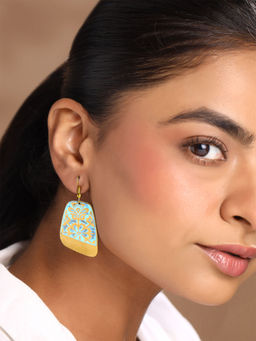 Yellow Chimes - Gold Plated Engraved Design Drop Earrings