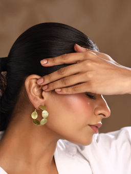 Yellow Chimes - Gold Plated Circle Hoops Earrings