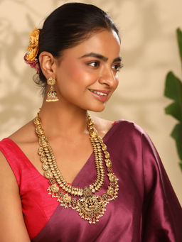 Yellow Chimes - Traditional Gold Plated Temple Jewellery Set