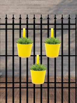 Ecofynd - 3 Yellow Balcony Hanging Pots for Railing