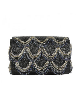 5 Elements by Radhika Gupta - Black Embroidered Clutch