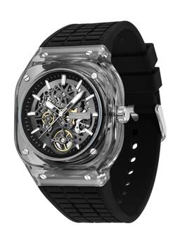 French Connection - Men Transparent Black Skeleton Style Analog Watch - FCG01BB (M)