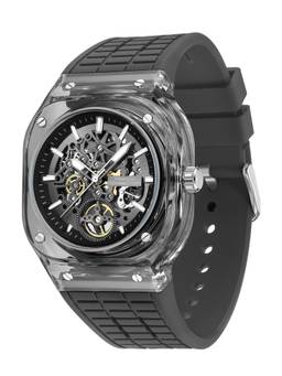 French Connection - Men Transparent Black Skeleton Style Analog Watch - FCG01GR (M)