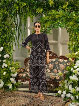 Gahan - Tassels Black Mandarin Collar Co-Ord Set