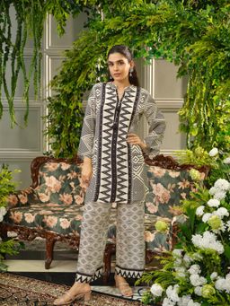 Gahan - Mandarin Collar Black Crepe Silk Co-Ord Set