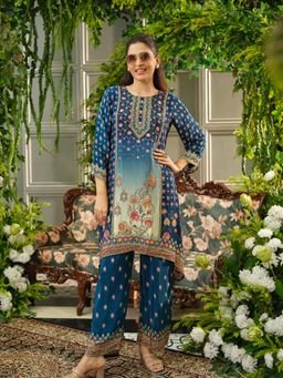 Gahan - Turquoise Floral Digital Print Co-Ord Set