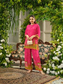 Gahan - Handwork Pink Digital Print Co-Ord Set