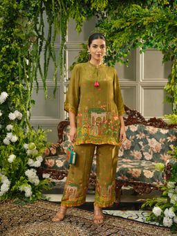 Gahan - Handwork Olive Green Digital Print Co-Ord Set