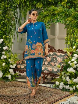 Gahan - Handwork Royal Blue Digital Print Co-Ord Set