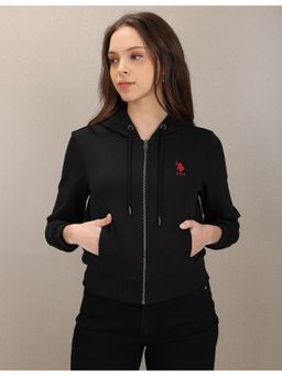 U.S. POLO ASSN. - Black Full Zip Placket Solid Sweatshirt