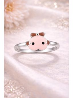 Miora - Pink Bow Bear Enamel Ring