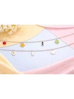 Miora - Silver Flower and Heart Design Anklet