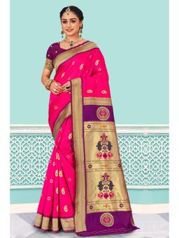 EXCLUSIVA - Magenta Paithani Saree with Unstitched Blouse