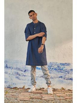 CANOOPI - Blue Denim Fusion Long Kurta with Jogger