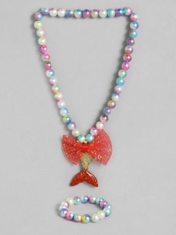 EL REGALO - Kids Girls Jewellery Necklace and Bracelet Combo Multi Color (Set of 2)