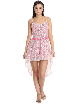 Dodo & Moa - Women Off-White and Pink Fit and Flare Dress