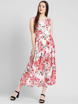 Dodo & Moa - White Floral Crepe Maxi Dress